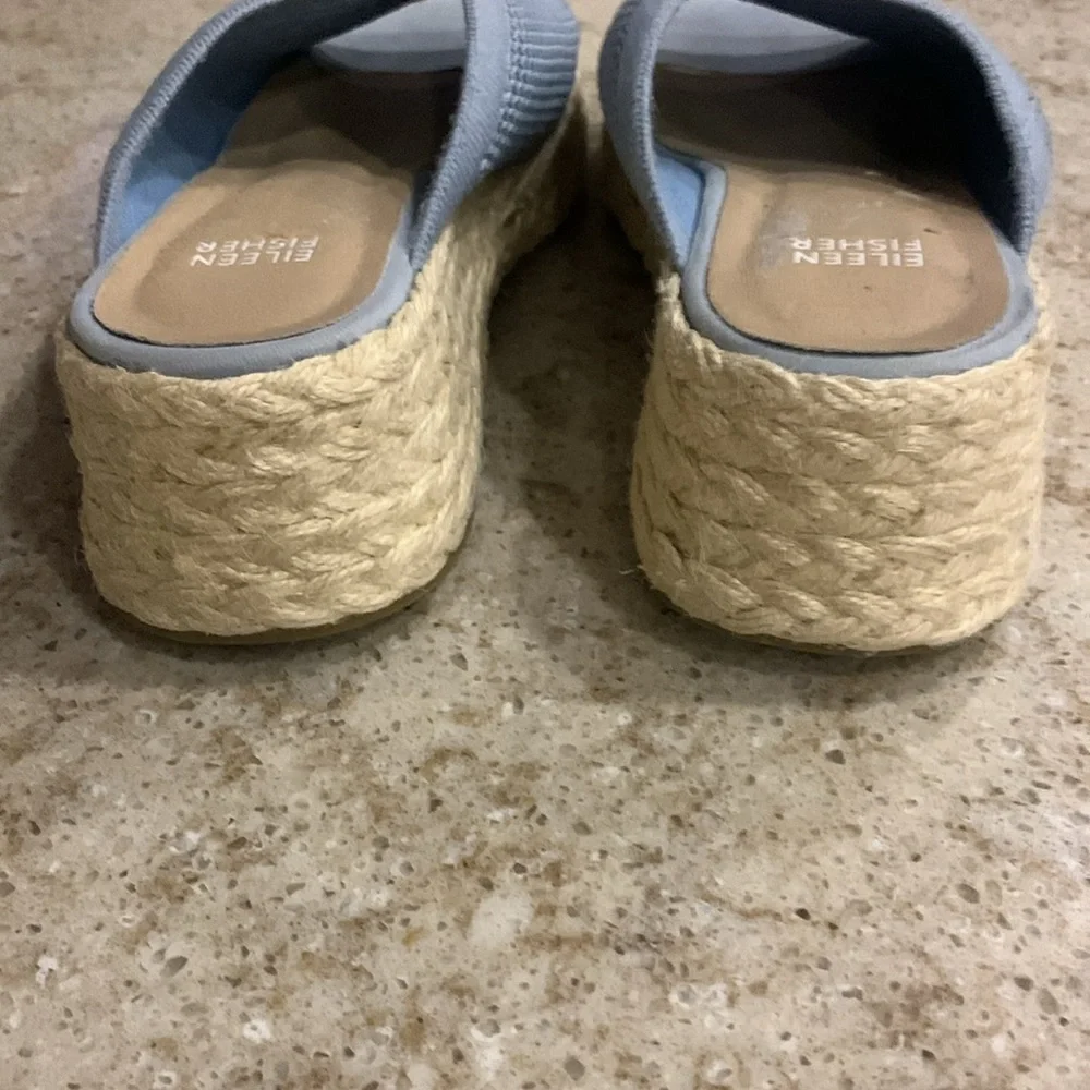 NWOT Eileen Fisher Tali Recycled Stretch Knit Espadrille Wedge Sandals Size 8.5